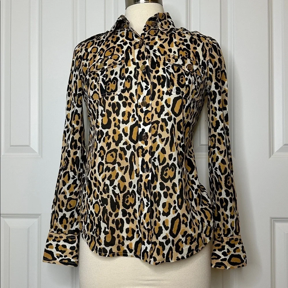 Tory Burch leopard print shirt Sz2